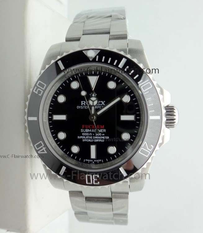 Rolex Submariner FUCK EM Black Dial Stainless Steel Watch Rolex Submariner FUCK EM Black Dial Stainless Steel Watch